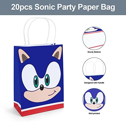Аксесоари за парти в чест на рождения ден на Sonic, 20pcs Подаръци за парти в чест на Sonic, Чанти за парти в стила на Таралеж,