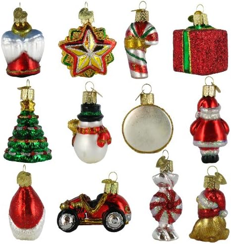 Коледен Мини-набор от Old World Коледа от 12 Стъклени бижута с площ от 1 до 2