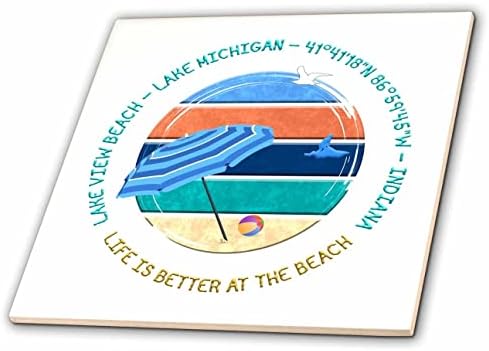 3dRose Американски плажове - плажа Лейк Вю, езерото Мичиган, Индиана готин подарък - теракот (ct-375517-4)