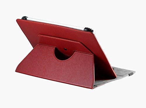 Калъф Navitech от изкуствена кожа Червен на цвят със стойка за въртене на 360 градуса и стилуса, съвместими с таблета Alcatel One Touch Pixi3, 10 инча