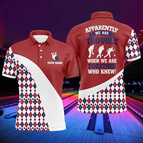 Персонални Риза за Боулинг за мъже и Жени, Червен Забавна Тениска за Боулинг от Аргайла, Поло с къс ръкав и ризата