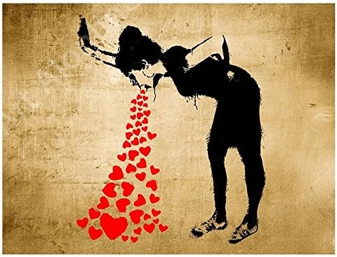Alonline Art - Момиче, влюбена в Banksy | Картина в златна рамка, Напечатанная отпечатъци от памук, най-до Пенопластовой