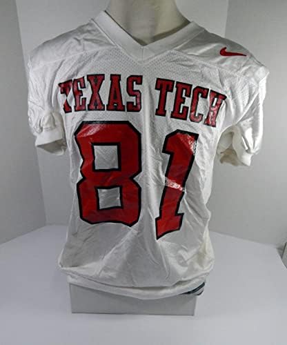 2000-та Texas Tech Red Raiders Baker 81 Играта Използва фирмена табелка Бял Джърси Rem 50 4 - Използвана от играта