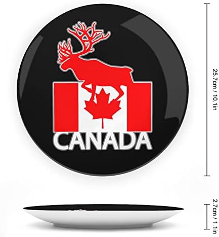 Канада Лосове Флаг Костен Порцелан Декоративна Чиния Кръгли Керамични Плочи плавателни съдове с Поставка за Домашния