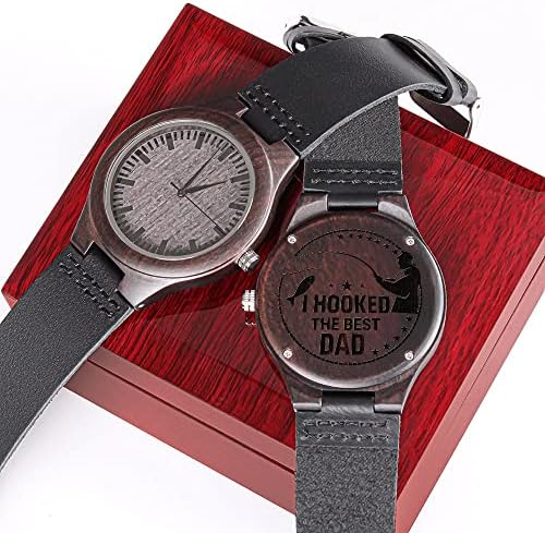 Дървени часовници на поръчка, ще подобрала по-добър баща, Рибар, Подарък за Деня на бащата, Ден на раждане, Татко, Баща,