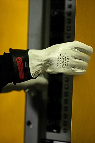 Комплект ръкавици за национална сигурност клас 0 от черна гума, изолиращи напрежение, с кожени протекторами, Макс.