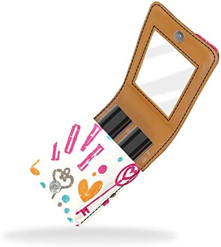 Цветен Модел Love Key Мини Чанта за Червило, Калъф с Огледало, Организаторите Червило от Изкуствена Кожа