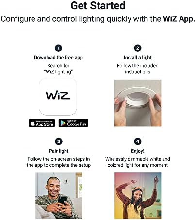 HALO 4-инчов Цветен и Адаптивни Бял Тънък Led-Вградени лампа Canless Smart Wi-Fi LED с WiZ Pro