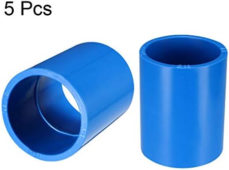 uxcell 32 мм прав фитинг за тръба от PVC, интерфейсен адаптер, съединител, синя, 5 бр.