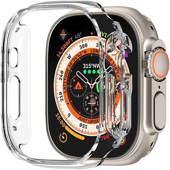 MAALYA устойчив на удари калъф от TPU за Apple Watch case Ultra 49 мм, твърд броня от КОМПЮТЪР, Защитен калъф, рамка за iWatch серията Ultra (Цвят: Starlight, Размер: Серия Ultra 49 мм)