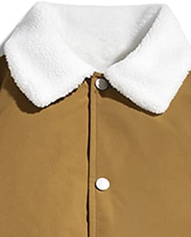 QYIQU Jackets for Men - Зимно палто на ивици с една плюшена подплата и покритие (Цвят: кафяв Размер: малка)