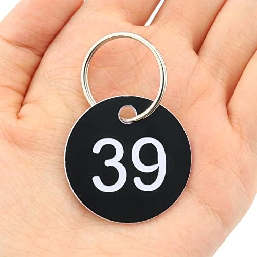 SJZBIN 50ШТ Пластмасови етикети с идентификационными стаи, Гравиран Етикети за ключове с пръстени за ключове 35 мм (номера