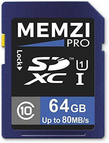Карта памет MEMZI PRO 64GB Class 10 80 MB/SDXC за цифрови видеокамери Panasonic HC-X910, HC-X909, HC-X900, HC-X900M, HC-X810, HC-X800