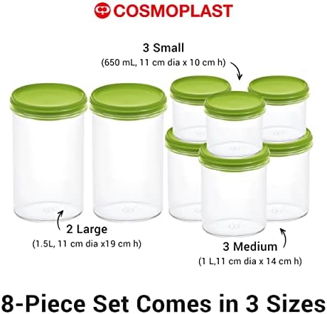 Универсален кръгъл контейнер Cosmoplast, штабелируемый, не съдържащ бисфенолаА, за съхранение на храни и килер