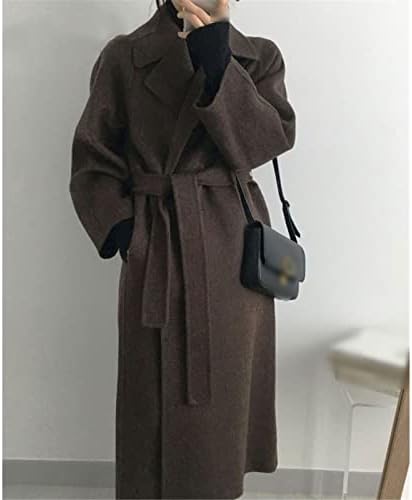 Zouyeeph Френското Есента и Зимата на Топло Дамско Класическо палто с колан в стил Ретро, Свободно Женски Вълна палто, Ежедневното