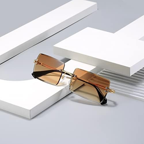 AISSWZBER Модерни Правоъгълни Слънчеви Очила без Рамки, за Жени, Мъже Квадратни Очила Свръхлеки UV400 Унисекс слънчеви