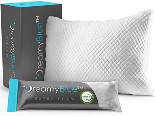 Възглавница премиум-клас DreamyBlue за сън - Пълнител от настърган пяна с памет ефект [Регулируема таванско помещение],