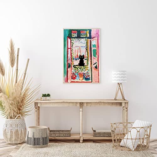 Отворен прозорец Печат върху Платно, Анри Матис Черна Котка, Картини с маслени Бои Възпроизвеждане Монтиране на