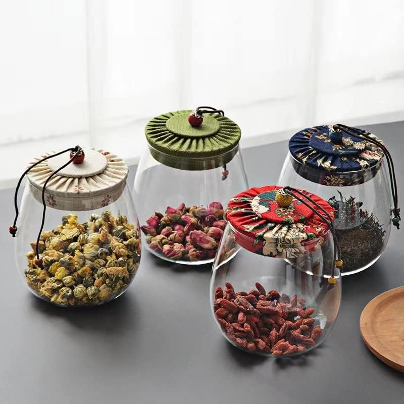 Стъклени буркани за съхранение на чай Snminetal -затегнати С бамбукови капаци Уникален дизайн - Прозрачна Стъклена Капацитет
