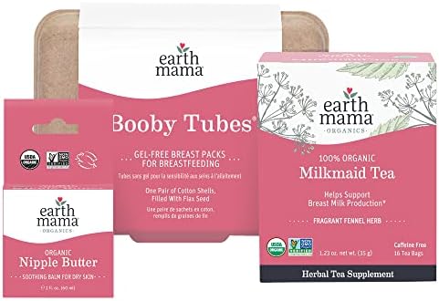 Комплект за кърмене Earth Mama | Органично Масло За Зърната на гърдите, Органичен Чай за Dairymaids и Епруветки