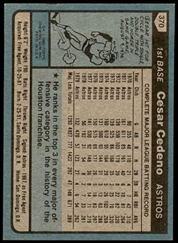 1980 Topps # 370 Сезар Седено Хюстън Астрос (Бейзболна картичка) NM Astros
