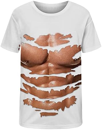 Мъжка тениска с изкуствени мускули, с къс ръкав, 3D Creative Печат, Всекидневни Забавен Топ, Нов, Тениска с