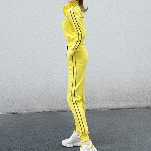 YUTRD ZCJUX Женски спортен костюм, комплект от 2 теми, Пуловери с дълъг ръкав, Потници, Панталони, Памучен
