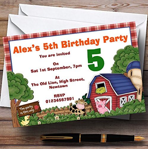 Персонални Покани на Парти по случай рождения Ден на Тема Селскостопански животни В Двора на фермата