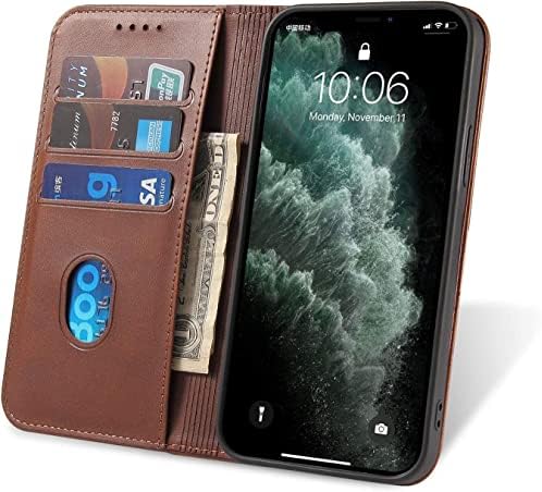 Калъф BKUANE, съвместим с iPhone 12 Pro Max 6,7 , калъф-награда от изкуствена кожа с панти капак-портфейл, устойчив на удари калъф със слот за карта и стойка, в пълен размер, Защит