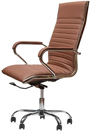 Стол за управител Winport Furniture с висока облегалка Лили 145-HB, кожа, кафяв