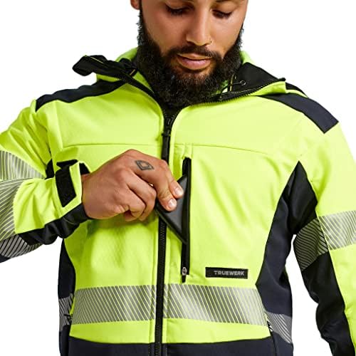 Мъжки утепленная работна яке TRUEWERK - Hoody с качулка S3 Solution джоб с руното облицовка, водоустойчив тактическа яке с 4-лентова еластичност