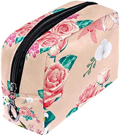 TBOUOBT Подаръци за Мъже И Жени, козметични чанти, пътуване портфейл, Малки козметични чанти, Розова Роза, Цветето на Фаленопсиса,