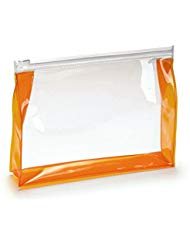 eBuyGB Мъжки Прозрачна чанта за тоалетни принадлежности - Косметичка за пътуване - Одобрен летище (Прозрачен с оранжево покритие)