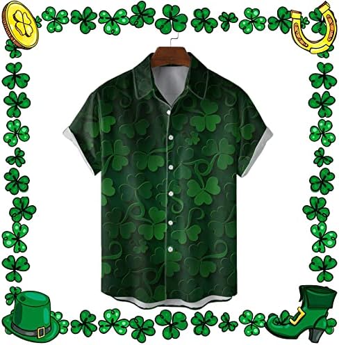 Мъжки Ризи с копчета в Деня на Св. Патрик, Ежедневни Ризи с Къс Ръкав, Зелена Забавно Графична Риза За Боулинг и Размера на