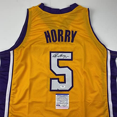 С автограф / с подпис на Робърт Horry от Лос Анджелис, Лос Анджелис, Жълта баскетболно майк PSA / DNA COA