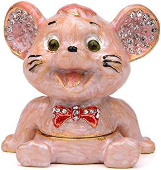 FASALINO Smile Mouse Кутия за Украшения, Навесная Эмалированная Ковчег за Бижута, Ръчно Рисувани, Животни, Бижута,