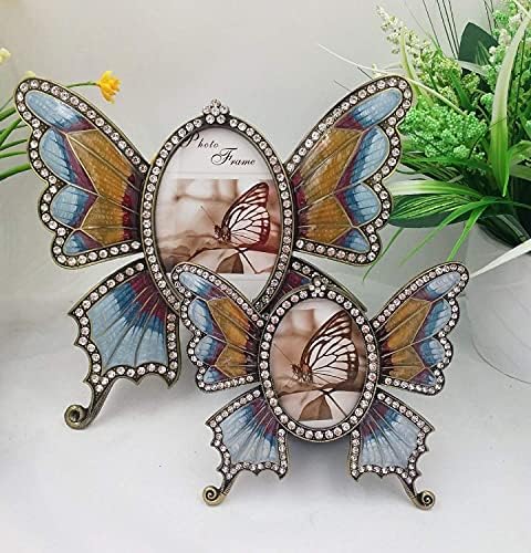 Метална рамка-пеперуда SOOFYLIA в Ретро стил с Кристали, Цветни Фоторамка 4 × 6 за декор на стаята, идеална за вашата