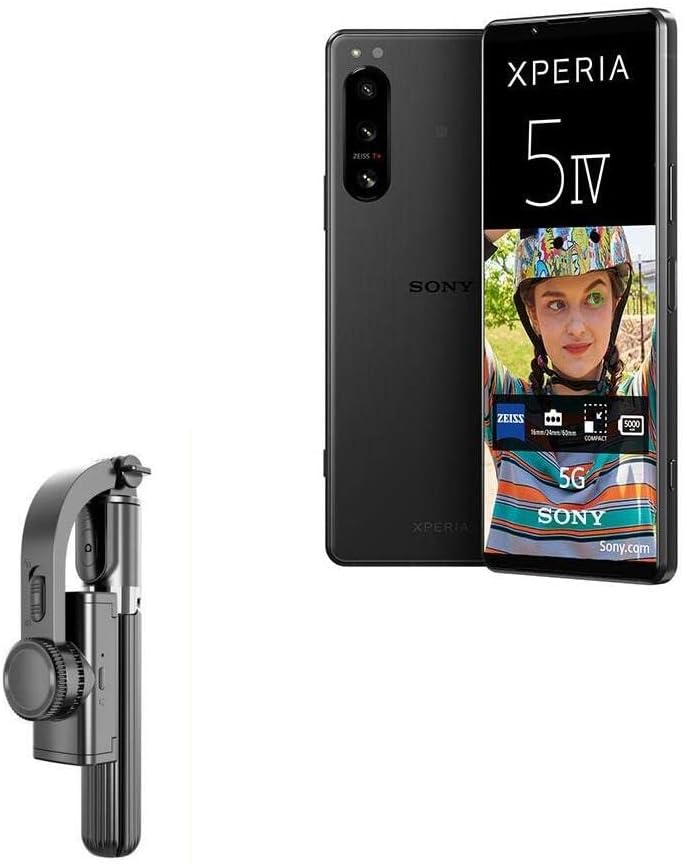 Поставяне и монтиране на BoxWave, съвместим със Sony Xperia 5 IV (Поставяне и монтиране на BoxWave) - Gimbal SelfiePod, Селфи-стик, Разтегателен видео-Кардан стабилизатор за Sony Xperia 5 IV - Чер?