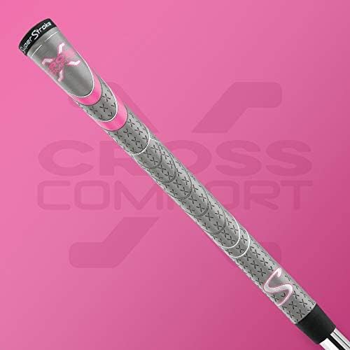 Ръкохватка за стика за голф SuperStroke Cross Comfort, сиво / розово (по-малък размер), в опаковка от 13 меки и лепкави полиуретанов,