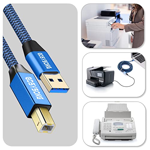 Кабел за принтер GOSYSONG 60 фута, Активен USB кабел за принтер 2.0 тип A-Кабел тип B, Високоскоростен кабел за принтер, който е Съвместим с HP, Canon, Dell, Epson, Xerox, Samsung и други