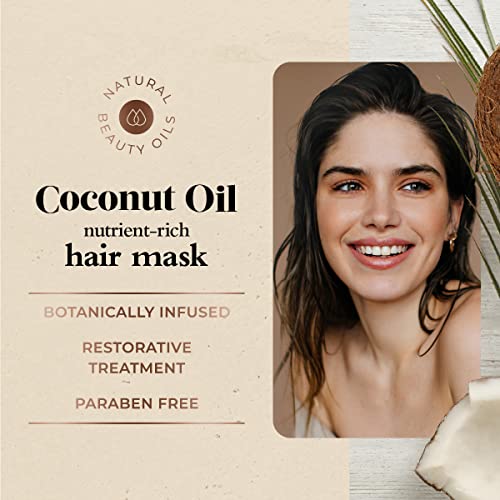 Маска за коса с кокосово масло Oliology - Помага за Възстановяване на изтощена коса, Прави Ги блестящи и послушни | Произведено в САЩ и не съдържа парабени (8 унция)
