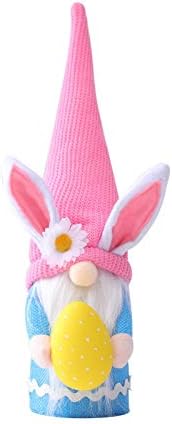 WANGLUKANG 2021 Великденски Заек Държи Яйца Дълга Шапка на Цветни Коледни Лицето Стар Елф Кукла Украса Украса (Цвят: