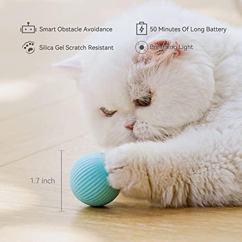 Умен интерактивен топка за котки HIPIPET 2022, нови играчки за коте с дихателната осветление, зареждане Тип C. (Розов)