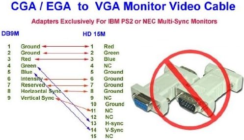 Кабел-адаптер Vaster 20246 - DB9 CGA/EGA към HD15 Pin, 6 Фута / 1,8 М