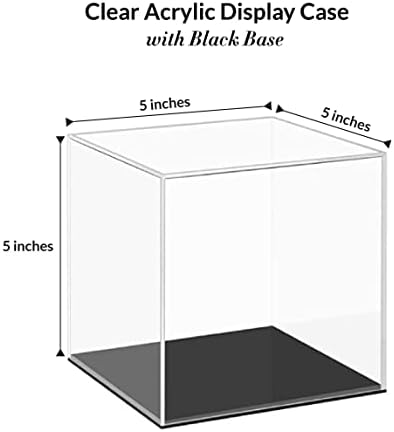 Прозрачна Акрилна кутия Витрина - Черна основа, Акрилна кутия е 5 x 5 x 5 за Витрини Lego, Витрини Beanie