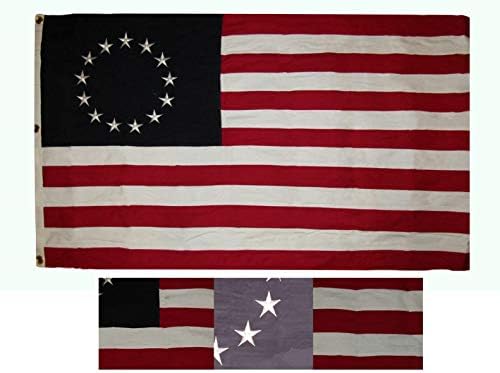 Маями на Едро 3x5 фута Бетси Рос Исторически Флаг от Памук 3x5 инча С Люверсами за Банери 13 Звезди