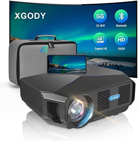 Преносим Проектор XGODY A4300, Вграден 1080P HD Проектор, 9200L, 5G WiFi Проектор, Bluetooth, видео проектор за Домашно