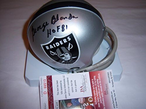 Мини-каска с автограф на Джордж Бланды Рейдерс, ойлърс Jsa/ coa - Мини-каски NFL с автограф