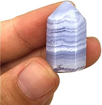 Бижута на Марката Натурален Синята Дантела Ахат Скъпоценен Камък Hexagonal Crystal Върха на Молив Кула Изцеление Скъпоценен