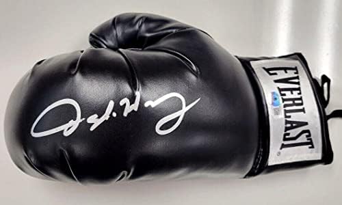 Черна ръкавица, светът бокс Евърласт с автограф на Oscar De La Hoya ~ Боксови ръкавици с голографическим автограф Бекет БАС